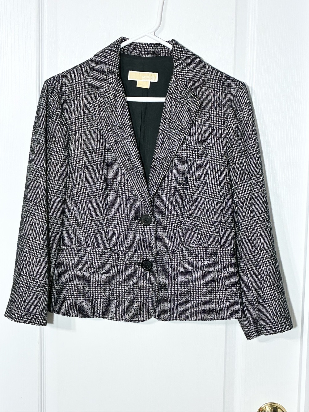 NEW Michael Kors Glen Plaid Blazer Black White Size 6